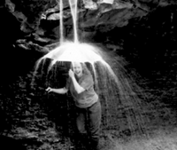Staying dry under Adam's Falls